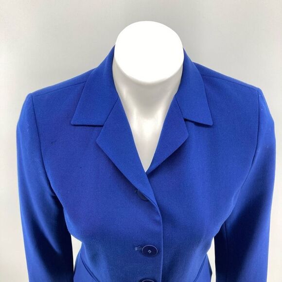 Vintage Saks Fifth Avenue Folio Collection Wool Blue Button Front Blazer 4P - Picture 5 of 13